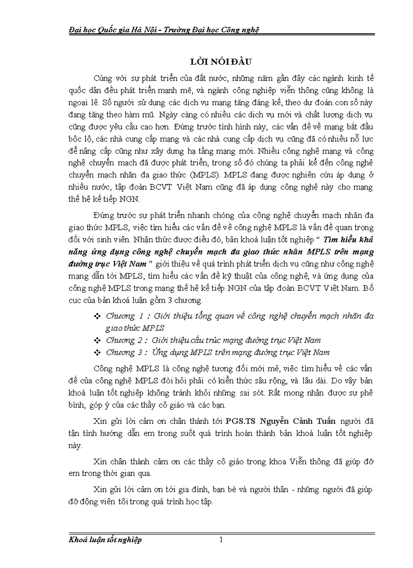 image for page Tìm hiểu khả năng ứng dụng công nghệ chuyển mạch đa giao thức nhãn MPLS trên mạng đường trục Việt Nam