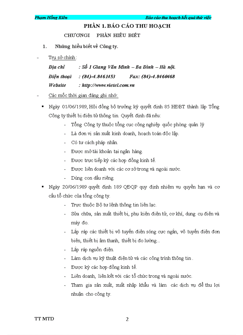 image for page Báo cáo thu hoạch kết quả thử việc Trung tâm Mạng truyền dẫn Công ty Điện tử Viễn thông Quân đội Vietel