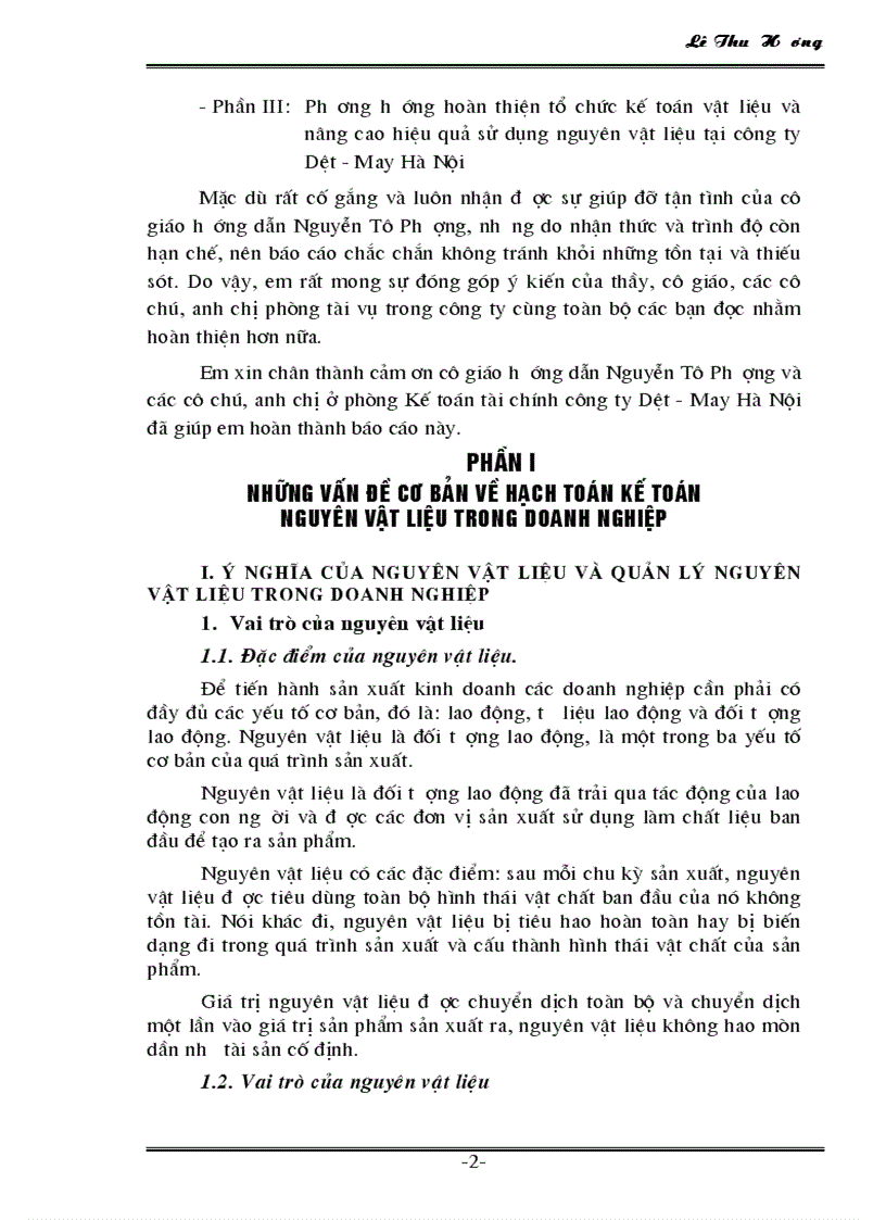 image for page Tổ chức công tác kế toán nguyên vật liệu tại công ty Dệt May Hà Nội