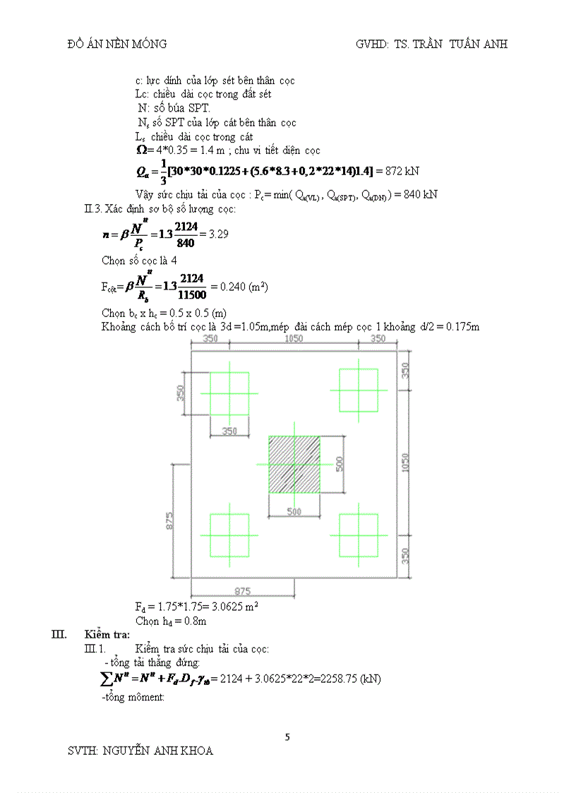 Thiết kế móng cọc 1B