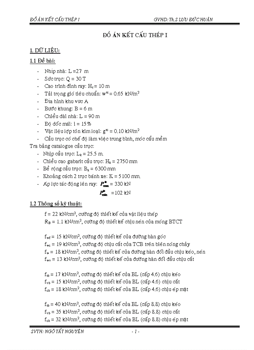 image for page Đồ án thép Thiết kế kế cấu thép theo số liệu đã cho kèm bản CAD