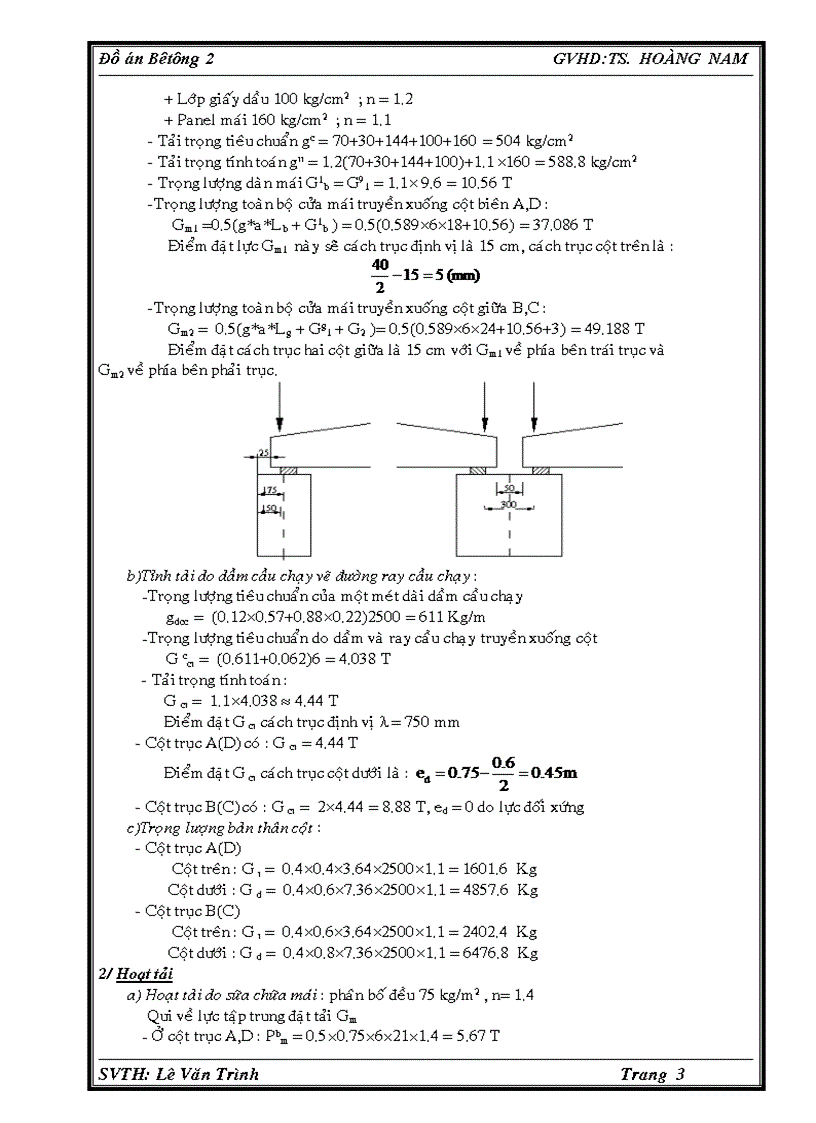 image for page Đồ án bê tông 2 Nhà công nghiệp 1 tầng 3 nhịp thiết kế theo số liệu đề bài cho kèm file CAD