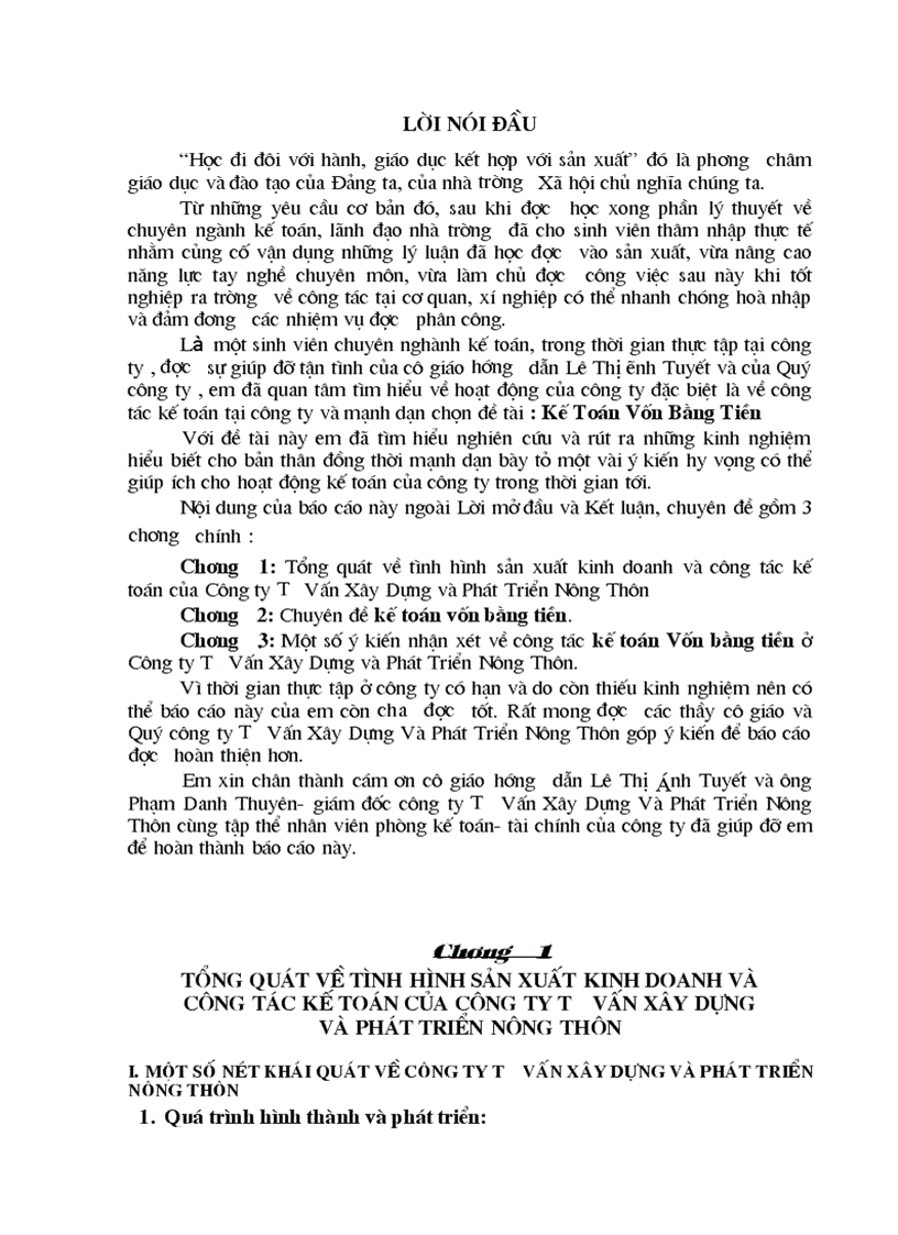 image for page Tổng quát về tình hình sản xuất kinh doanh và công tác kế toán của Công ty Tư Vấn Xây Dựng và Phát Triển Nông Thôn