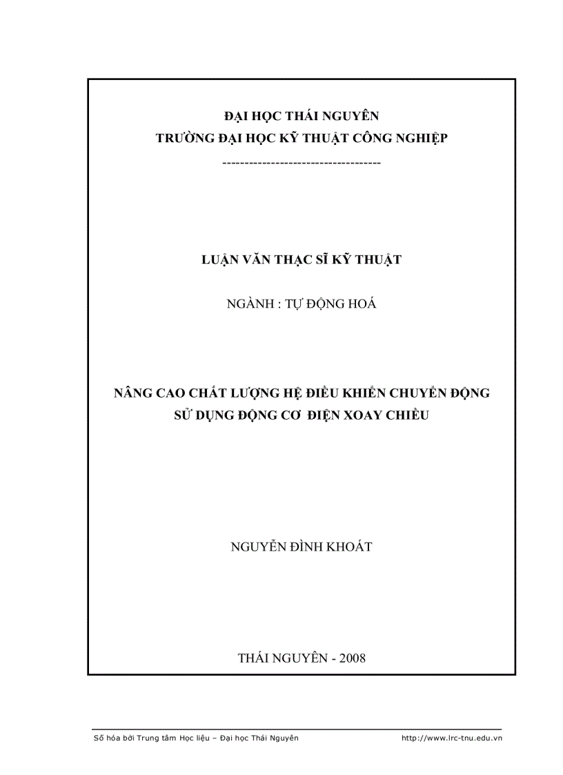 image for page Nâng cao chất lượng hệ điều khiển chuyển động sử dụng động cơ điện xoay chiều