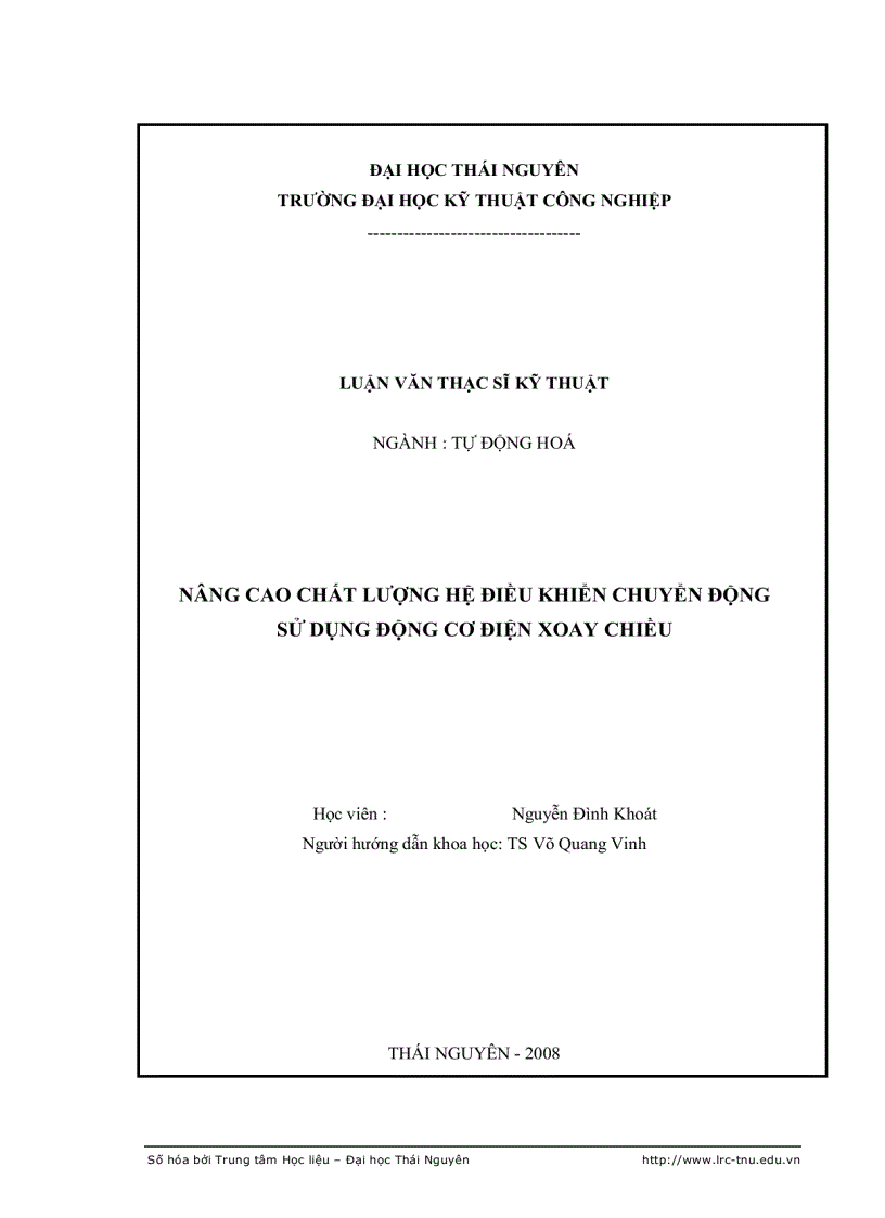 image for page Nâng cao chất lượng hệ điều khiển chuyển động sử dụng động cơ điện xoay chiều