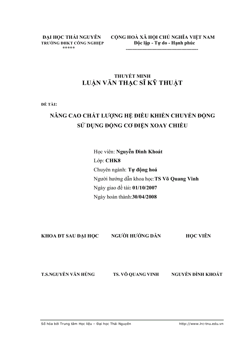 image for page Nâng cao chất lượng hệ điều khiển chuyển động sử dụng động cơ điện xoay chiều