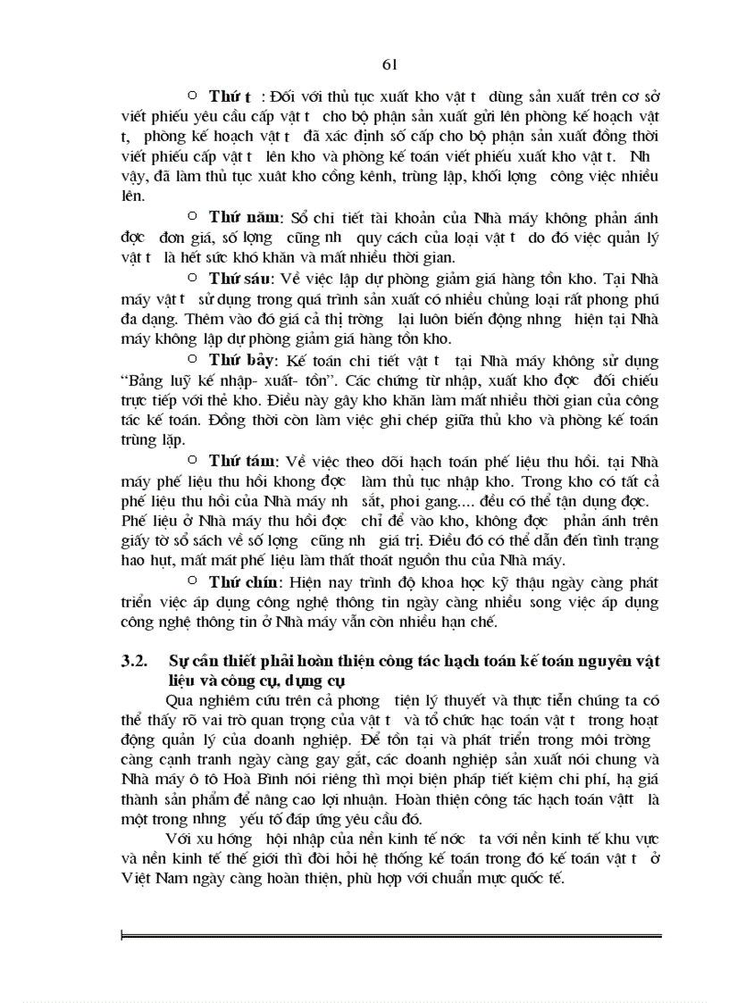 image for page Hoàn thiện công tác kế toán nguyên vật liệu và công cụ dụng cụ tại Nhà máy ô tô Hòa Bình