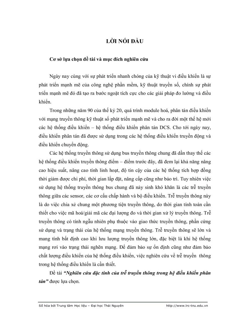image for page Nghiên cứu đặc tính của trễ truyền thông trong hệ điều khiển phân tán dcs
