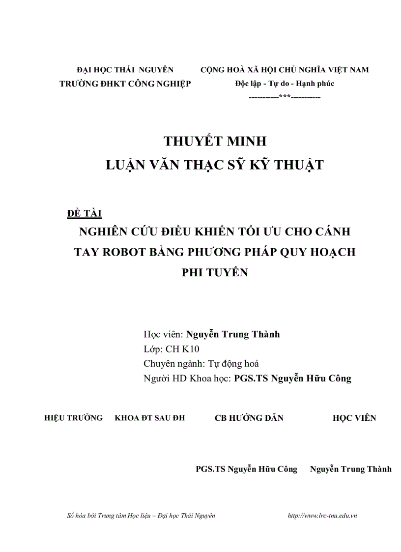 image for page Nghiên cứu điều khiển tối ưu cho cánh tay robot bằng phương pháp quy hoạch phi tuyến