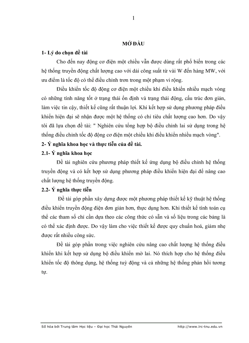 image for page Nghiên cứu tổng hợp bộ điều chỉnh lai sử dụng trong hệ thống điều chỉnh tốc độ động cơ điện một chiều khi điều khiển nhiều mạch vòng