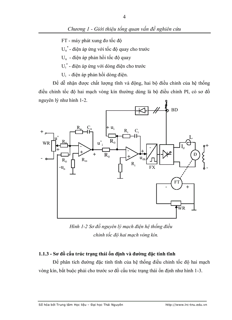 image for page Nghiên cứu tổng hợp bộ điều chỉnh lai sử dụng trong hệ thống điều chỉnh tốc độ động cơ điện một chiều khi điều khiển nhiều mạch vòng