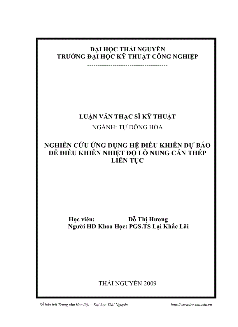 image for page Nghiên cứu ứng dụng hệ điều khiển dự báo để điều khiển nhiệt độ lò nung cán thép liên tục