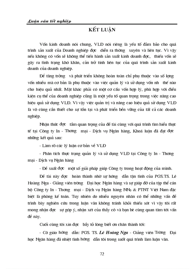 image for page Tăng cường quản lý và nâng cao hiệu quả sử dụng VLĐ tại Công ty In Thương mại Dịch vụ Ngân hàng NN0 PTNT Việt Nam