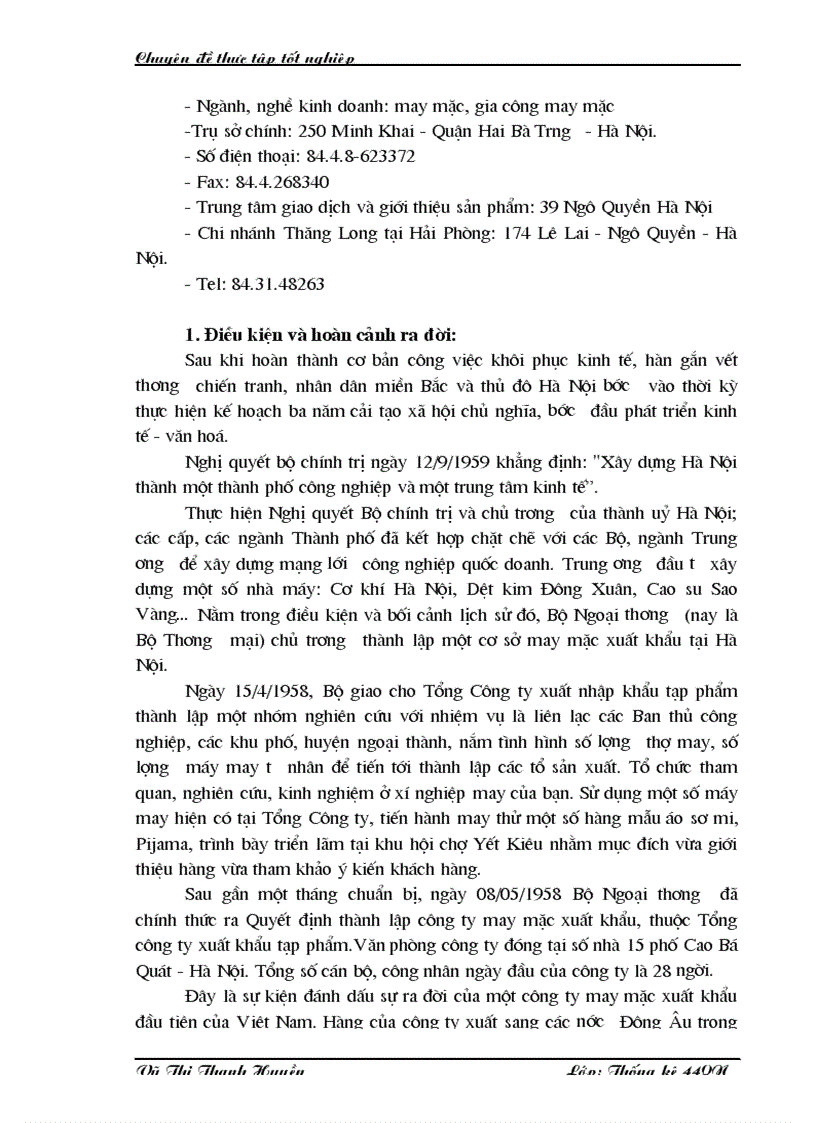 image for page Phân tích tình hình hoạt động sản xuất kinh doanh của Công ty cổ phần may Thăng Long