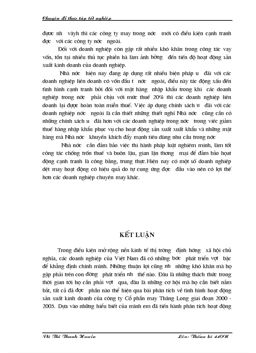 image for page Phân tích tình hình hoạt động sản xuất kinh doanh của Công ty cổ phần may Thăng Long