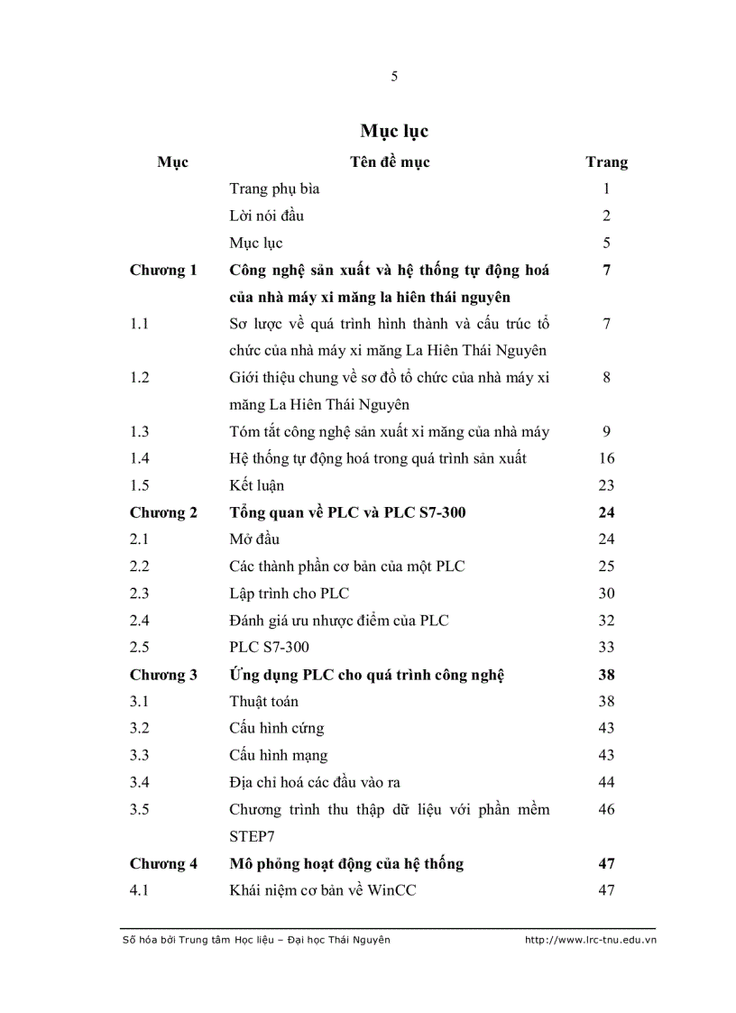 image for page Nghiên cứu ứng dụng plc trong công nghệ sản xuất tại nhà máy xi măng la hiên thái nguyên