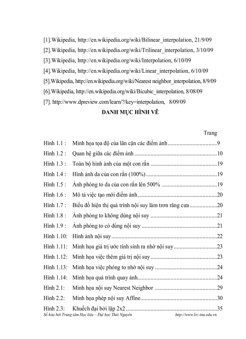 image for page Nội suy ảnh và một số ứng dụng