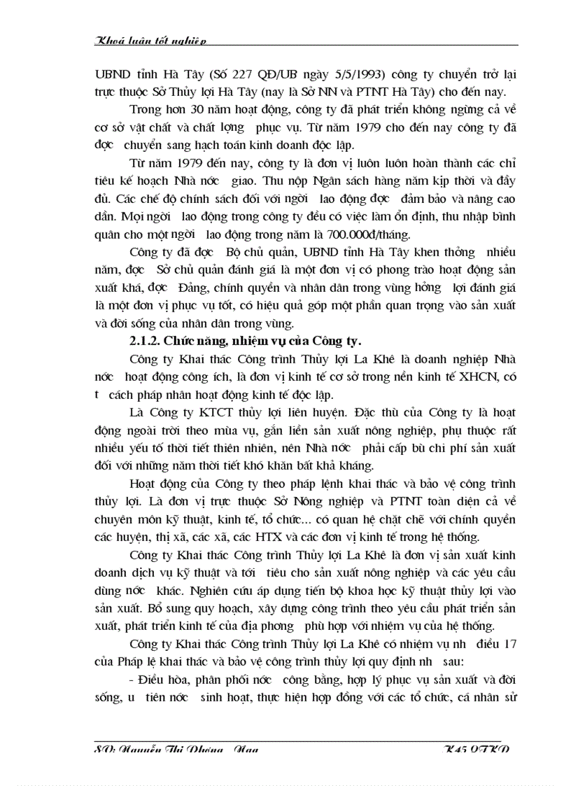 image for page Hoàn thiện công tác quản lý tiền lương và tiền công tại Công ty KTCT thuỷ lợi La Khê