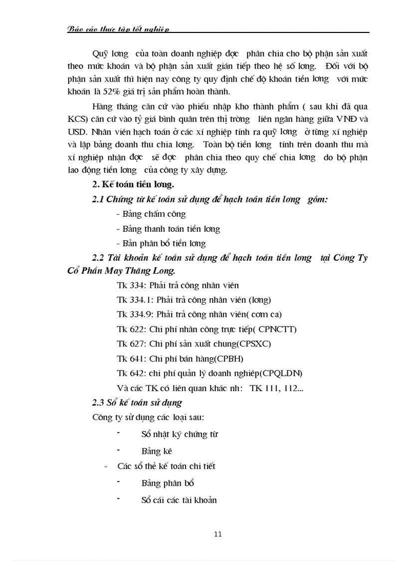 image for page Hạch toán công tác kế toán tiền lương và các khoản trích theo lương tại công ty cổ phần may thăng long