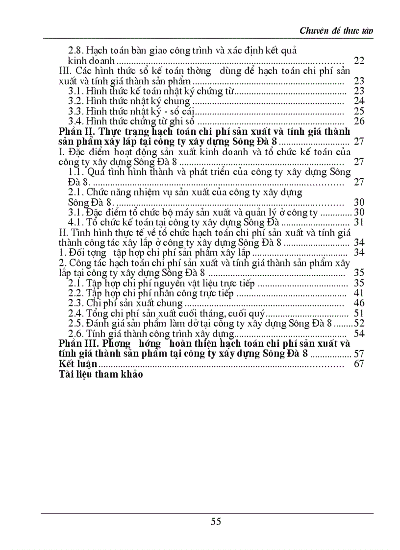 image for page Hạch toán chi phí sản xuất và tính giá thành sản phẩm tại Công ty xây dựng Sông Đà 8