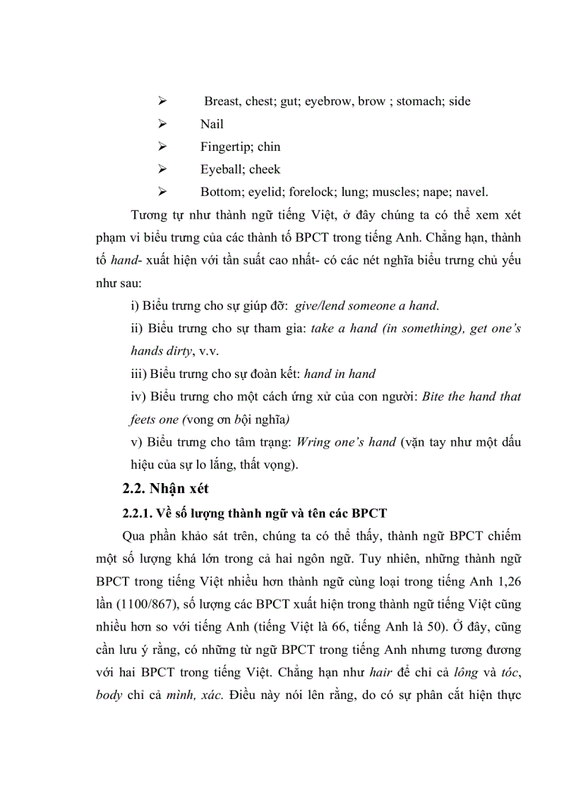 image for page Đặc trưng ngôn ngữ văn hóa của các từ ngữ chỉ bộ phận cơ thể người trong thành ngữ tiếng Việt so sánh với tiếng Anh