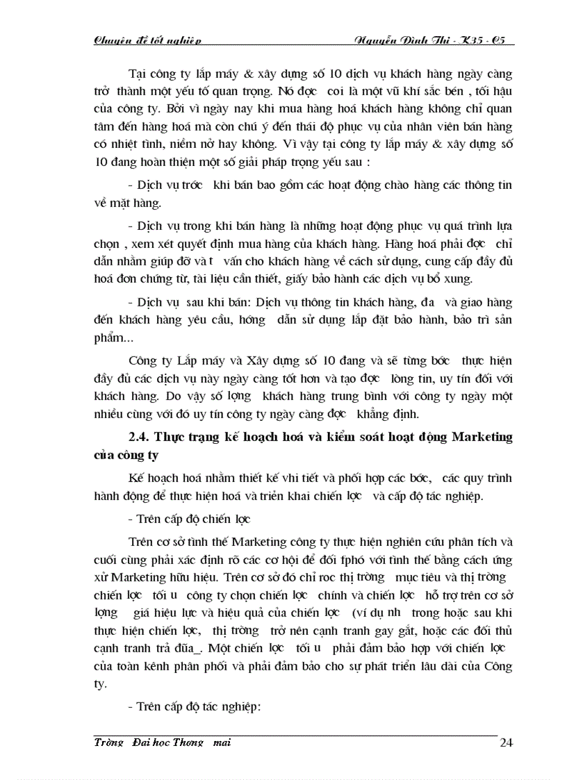 image for page Hoàn thiện tổ chức hoạt động marketing của Công ty Lắp máy và xây dựng số 10