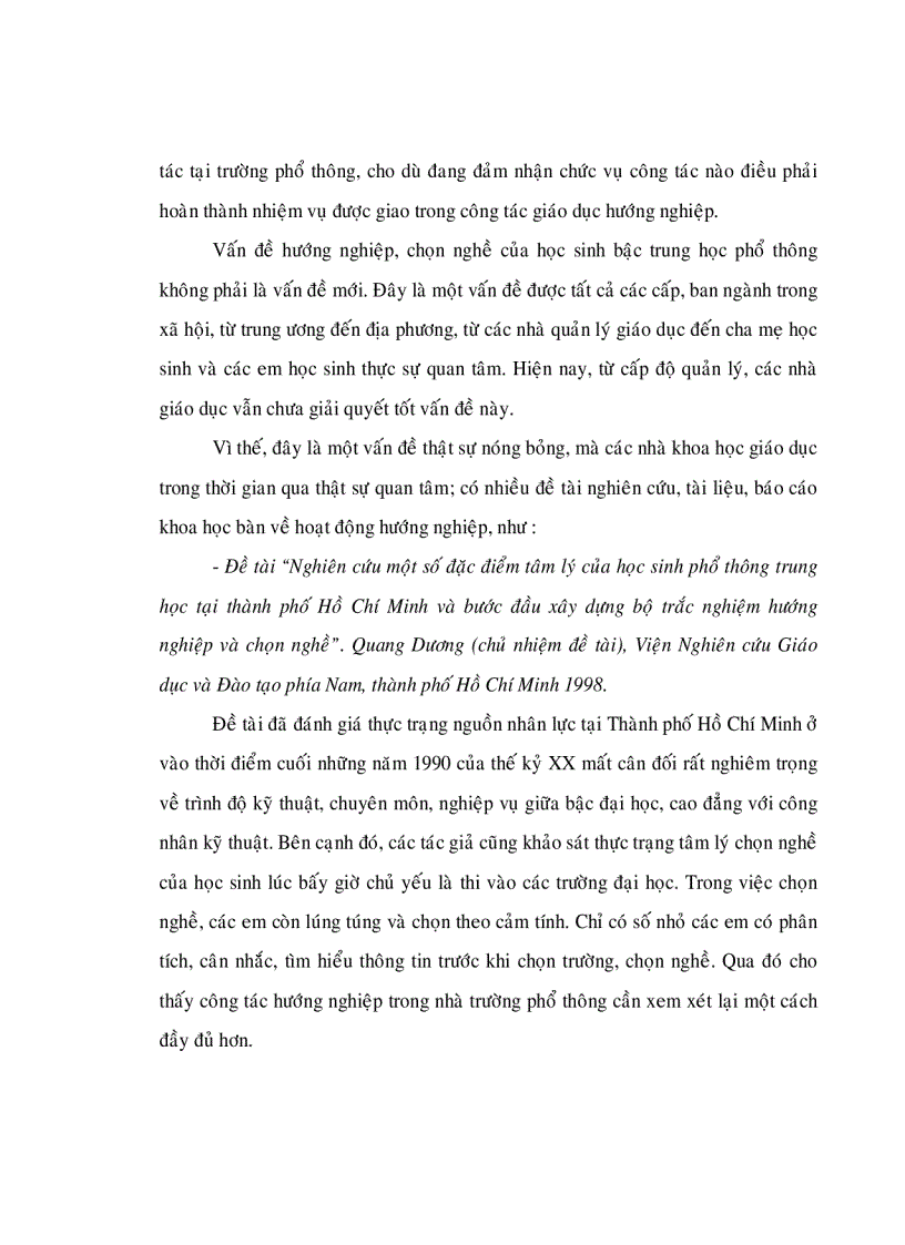 image for page Tìm hiểu thực trạng công tác quản lý hoạt động hướng nghiệp cho học sinh trung học phổ thông tại thành phố Hồ Chí Minh và đề xuất một số biện pháp