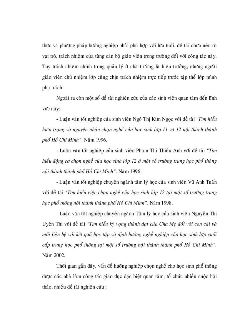 image for page Tìm hiểu thực trạng công tác quản lý hoạt động hướng nghiệp cho học sinh trung học phổ thông tại thành phố Hồ Chí Minh và đề xuất một số biện pháp