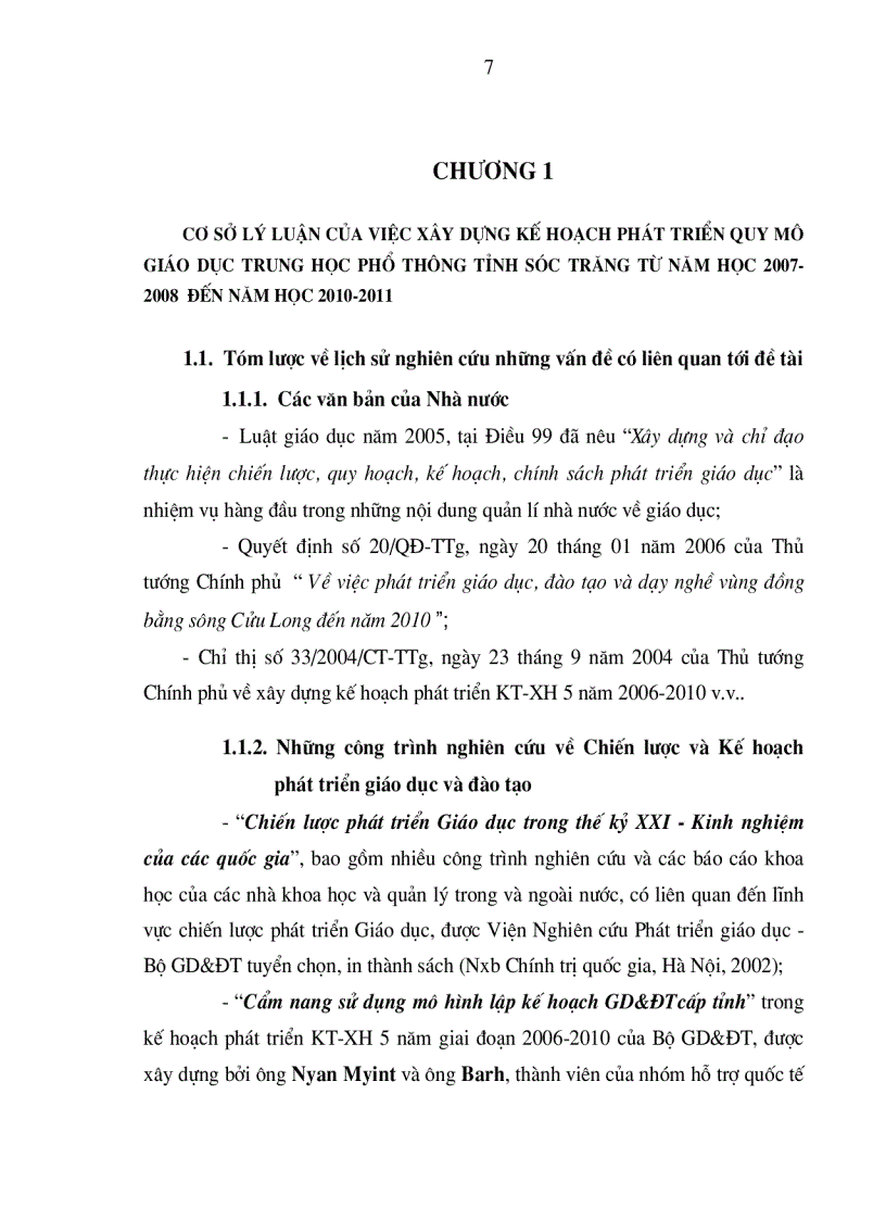 image for page Xây dựng kế hoạch phát triển quy mô giáo dục Trung Học Phổ Thông tỉnh Sóc Trăng đến năm 2010