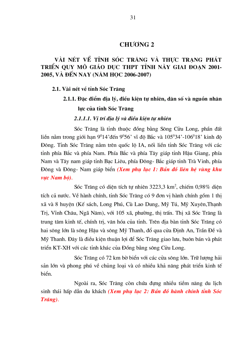 image for page Xây dựng kế hoạch phát triển quy mô giáo dục Trung Học Phổ Thông tỉnh Sóc Trăng đến năm 2010