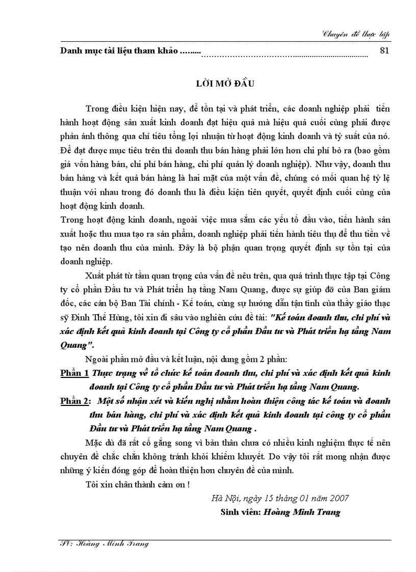 image for page Kế toán doanh thu chi phí và xác định kết quả kinh doanh tại Công ty cổ phần Đầu tư và Phát triển hạ tầng Nam Quang