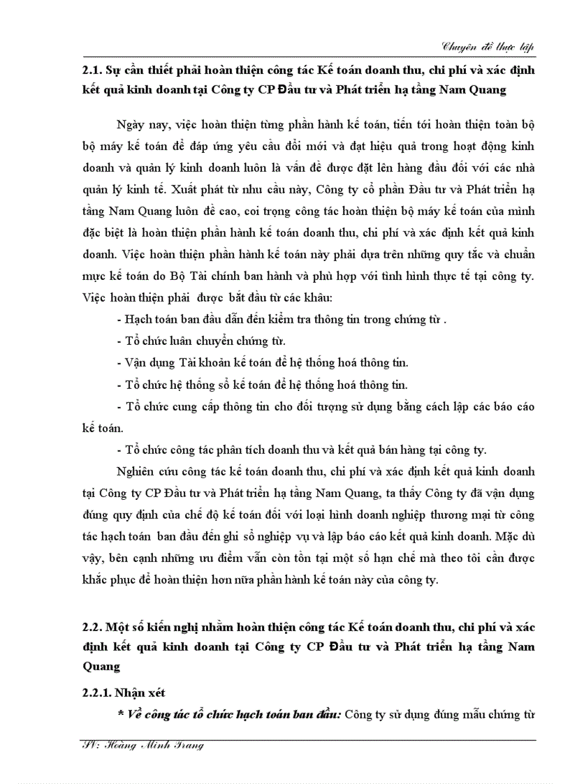 image for page Kế toán doanh thu chi phí và xác định kết quả kinh doanh tại Công ty cổ phần Đầu tư và Phát triển hạ tầng Nam Quang