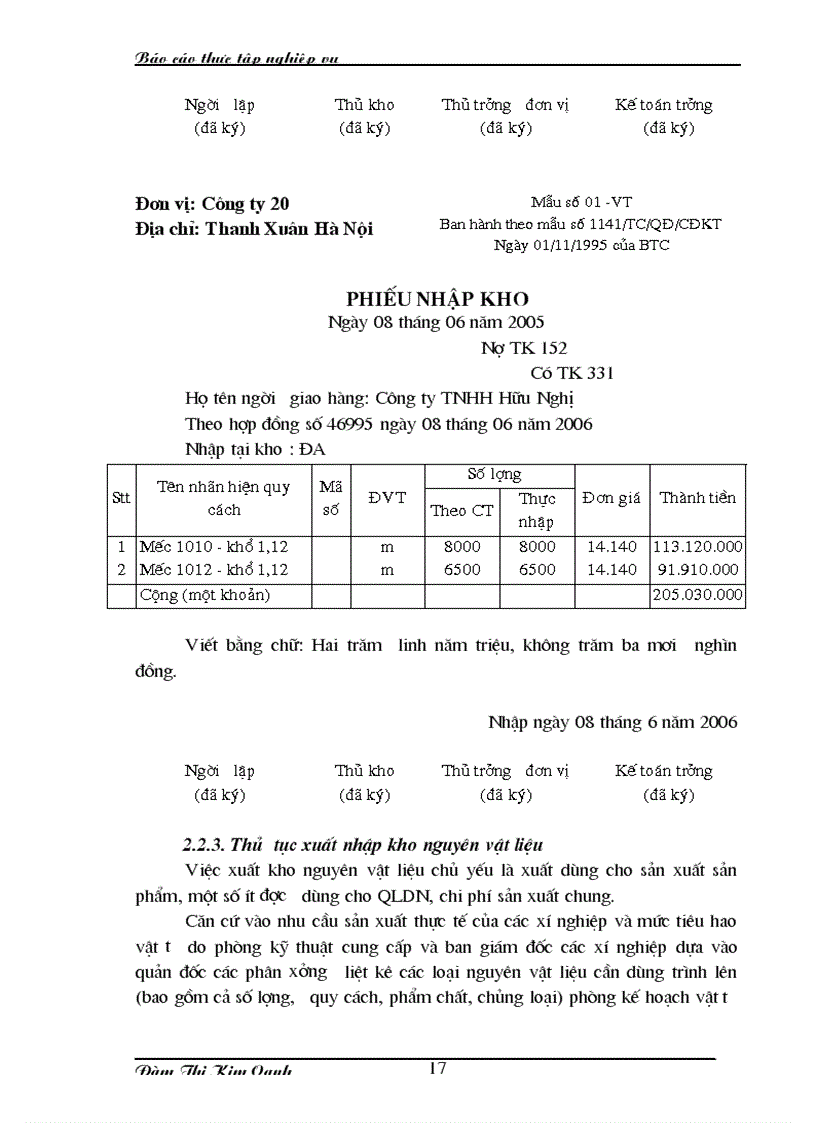 image for page Tổ chức kế toán nguyên vật liệu ở Công ty 20 Tổng cục Hậu cần Bộ Quốc phòng