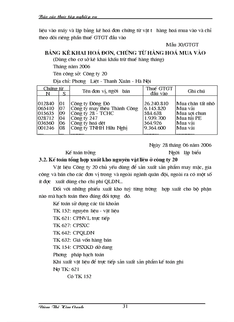 image for page Tổ chức kế toán nguyên vật liệu ở Công ty 20 Tổng cục Hậu cần Bộ Quốc phòng