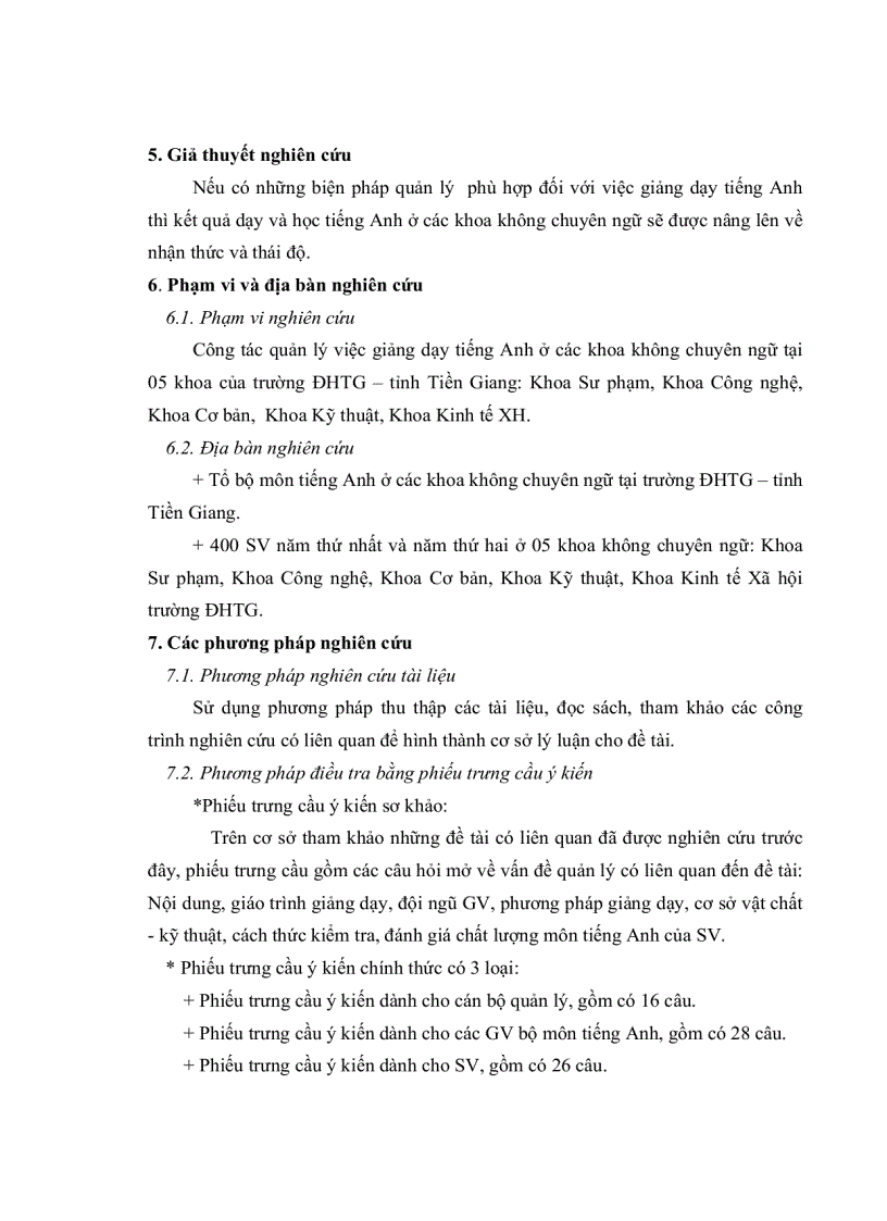 image for page Thực trạng quản lý việc giảng dạy tiếng Anh ở các khoa không chuyên ngữ tại trường Đại học Tiền Giang