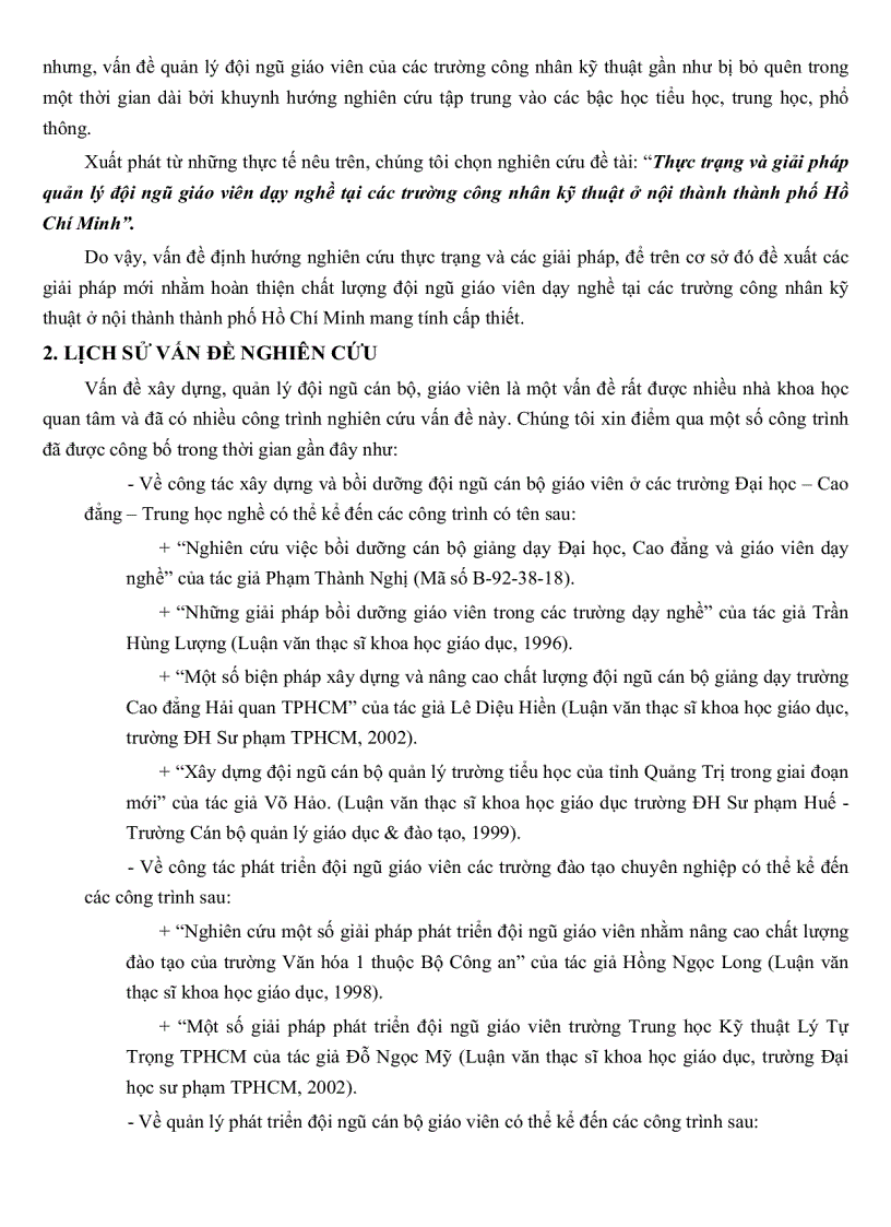 image for page Thực trạng và giải pháp quản lý đội ngũ giáo viên dạy nghề tại trường CNKT ở nội thành Thành Phố Hồ Chí Minh