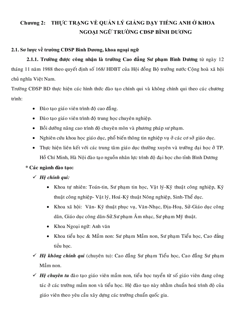 image for page Thực trạng về quản lý giảng dạy tiếng Anh tại khoa ngoại ngữ trường Cao Đẳng sư phạm Bình Dương
