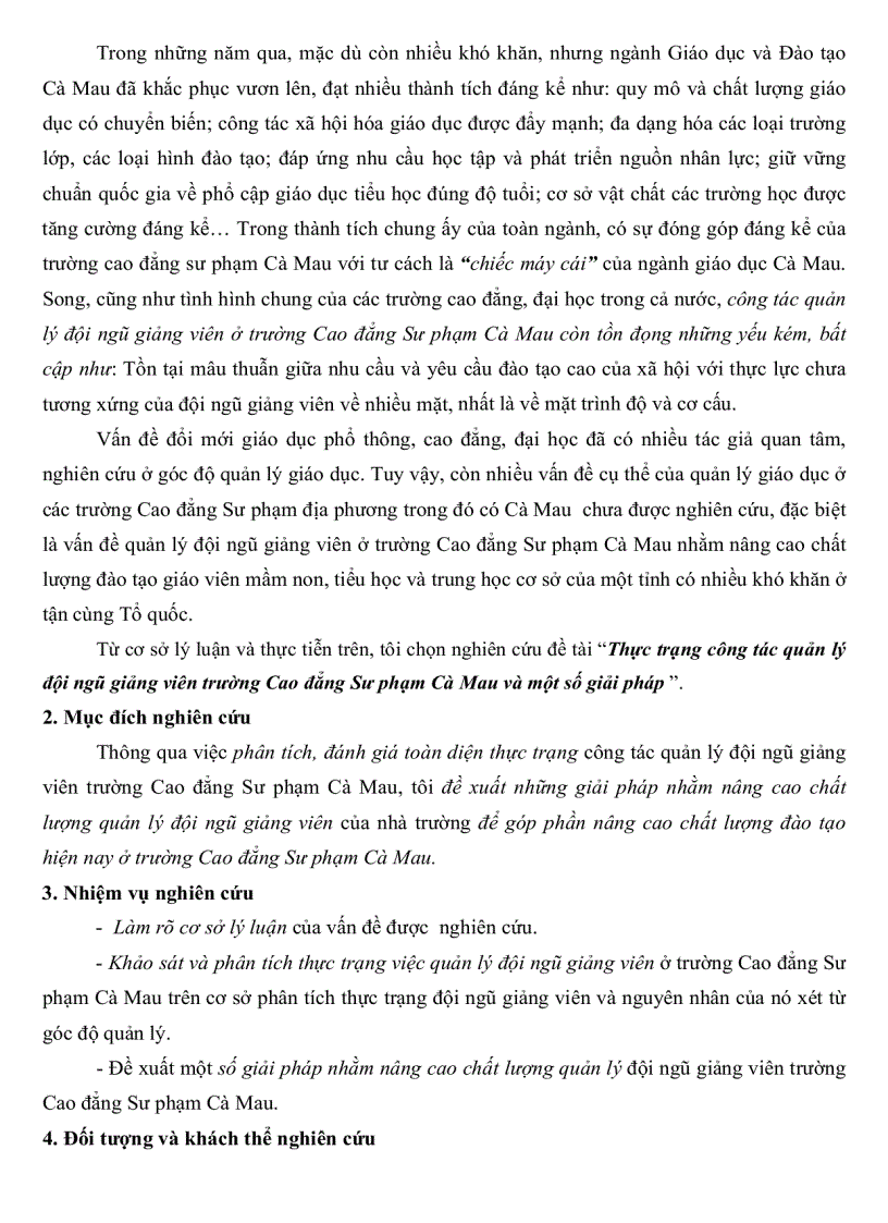image for page Thực trạng quản lý đội ngũ giảng viên trường Cao đẳng sư phạm Cà Mau và một số giải pháp