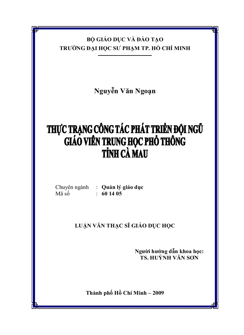 image for page Thực trạng công tác phát triển đội ngũ giáo viên Trung Học Phổ Thông tỉnh Cà Mau