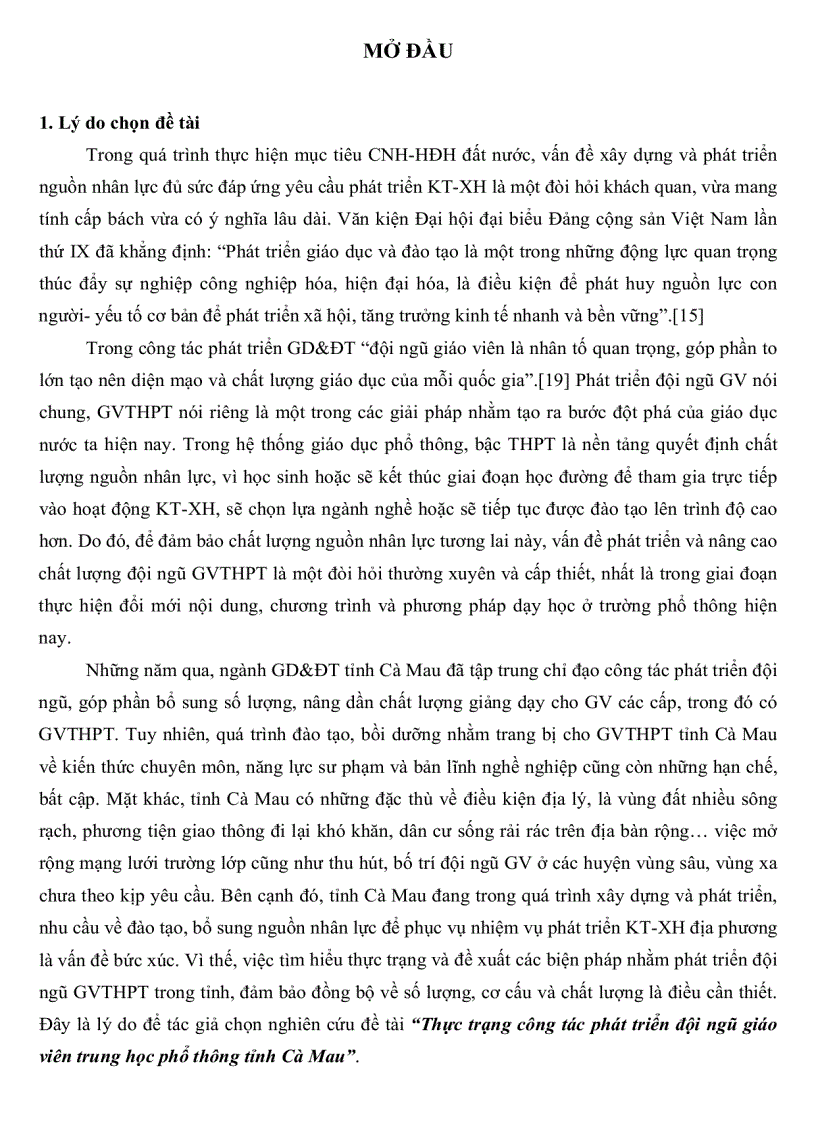 image for page Thực trạng công tác phát triển đội ngũ giáo viên Trung Học Phổ Thông tỉnh Cà Mau