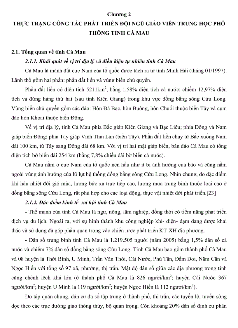 image for page Thực trạng công tác phát triển đội ngũ giáo viên Trung Học Phổ Thông tỉnh Cà Mau