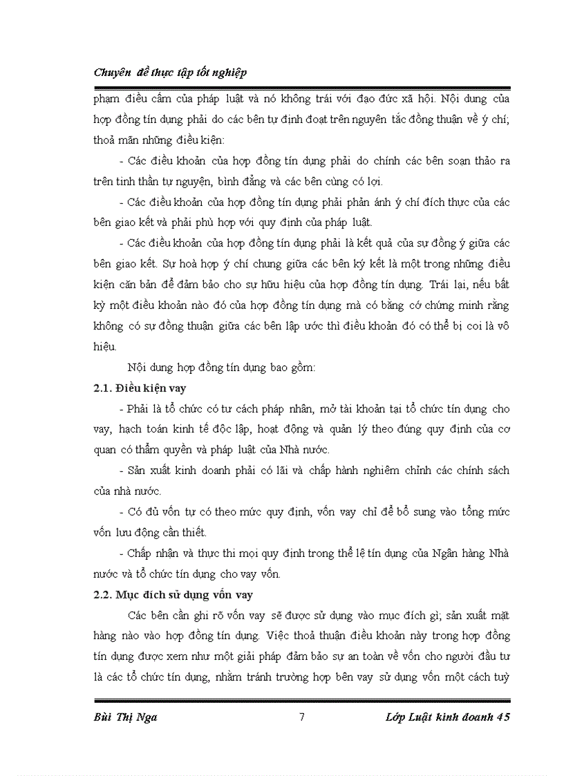 image for page Chế độ pháp lý và thực tiễn về việc ký kết thực hiện hợp đồng tín dụng tại chi nhánh ngân hàng No PTNT Láng Hạ