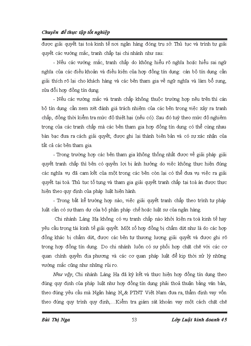 image for page Chế độ pháp lý và thực tiễn về việc ký kết thực hiện hợp đồng tín dụng tại chi nhánh ngân hàng No PTNT Láng Hạ