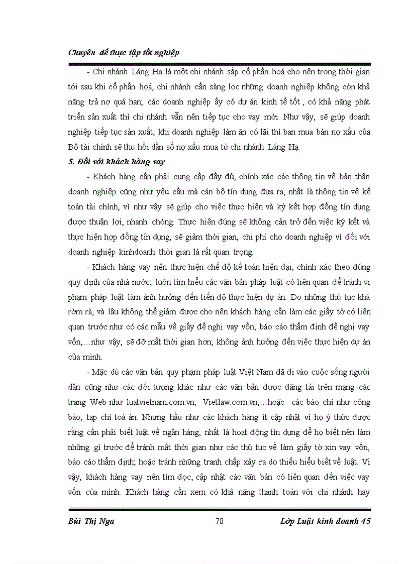 image for page Chế độ pháp lý và thực tiễn về việc ký kết thực hiện hợp đồng tín dụng tại chi nhánh ngân hàng No PTNT Láng Hạ