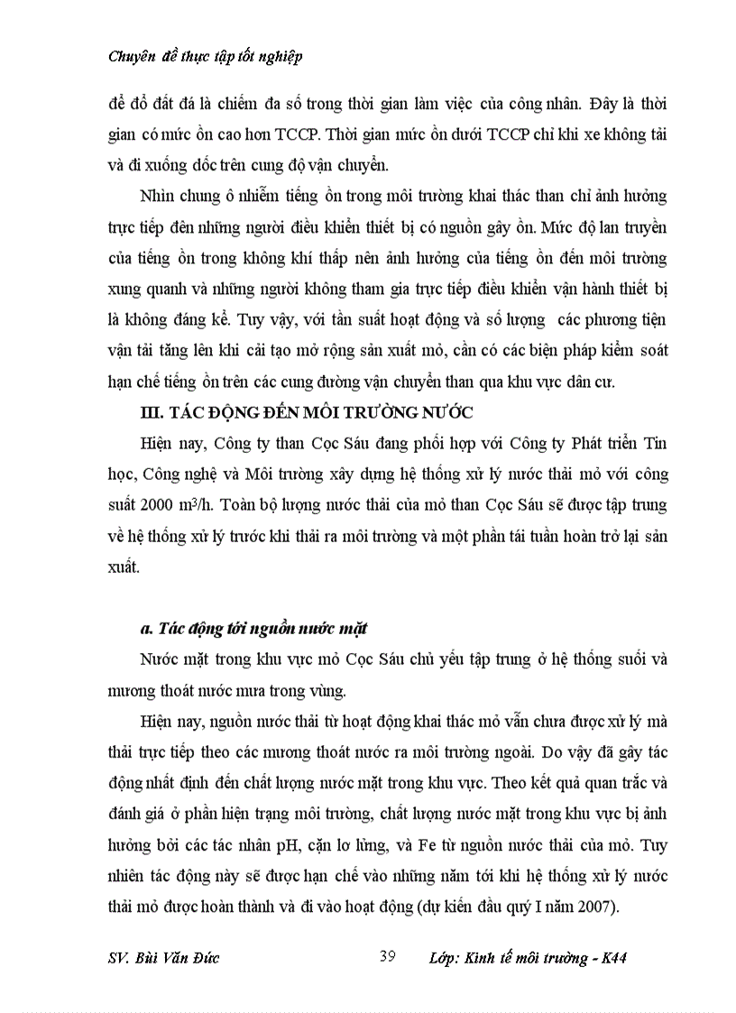 image for page Phân tích những tác động môi trường vàđánh giá hiệu quả kinh tế môi trường của dựán cải tạo mở rộng khai thác kinh doanh than mỏ than Cọc Sáu
