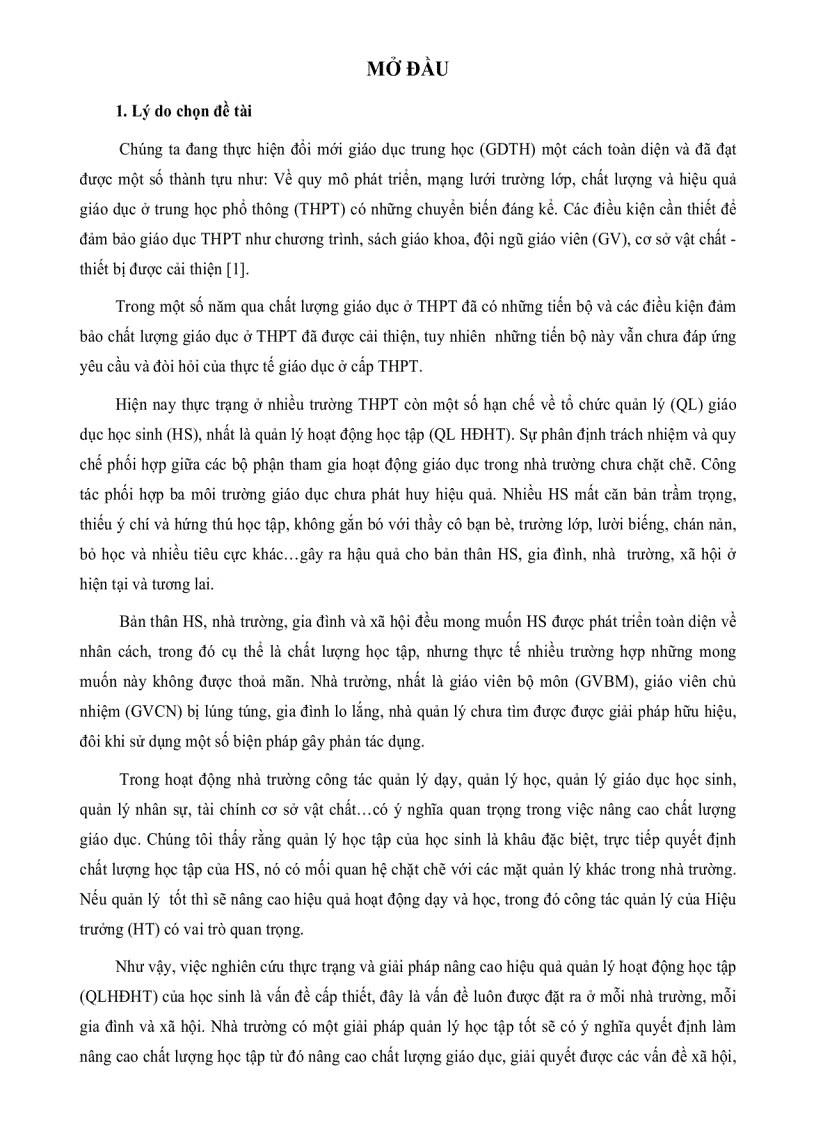 image for page Thực trạng quản lý hoạt động học tập của học sinh hiện nay ở một số trường Trung Học Phổ Thông tỉnh Long An