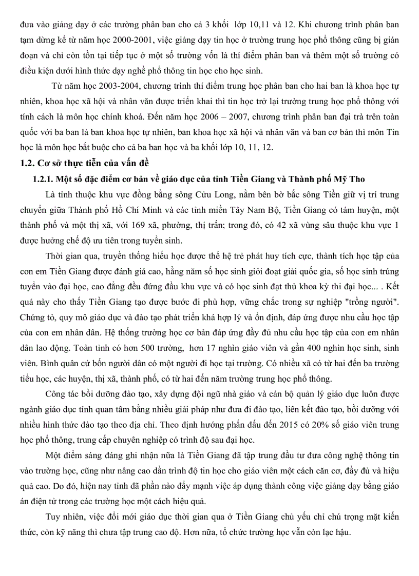 image for page Thực trạng công tác quản lý hoạt động giảng dạy môn tin học tại các trường THPT ở Thành phố Mỹ Tho tỉnh Tiền Giang