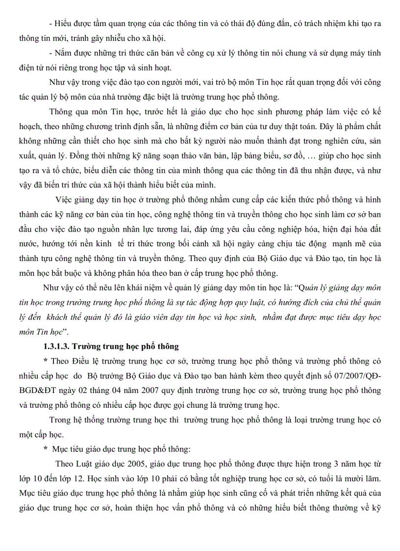 image for page Thực trạng công tác quản lý hoạt động giảng dạy môn tin học tại các trường THPT ở Thành phố Mỹ Tho tỉnh Tiền Giang
