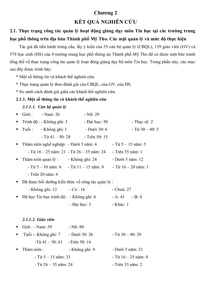 image for page Thực trạng công tác quản lý hoạt động giảng dạy môn tin học tại các trường THPT ở Thành phố Mỹ Tho tỉnh Tiền Giang
