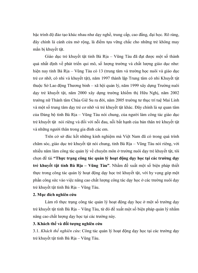 image for page Thực trạng công tác quản lý hoạt động dạy học tại các trường dạy trẻ khuyết tật tỉnh Bà Rịa Vũng Tàu